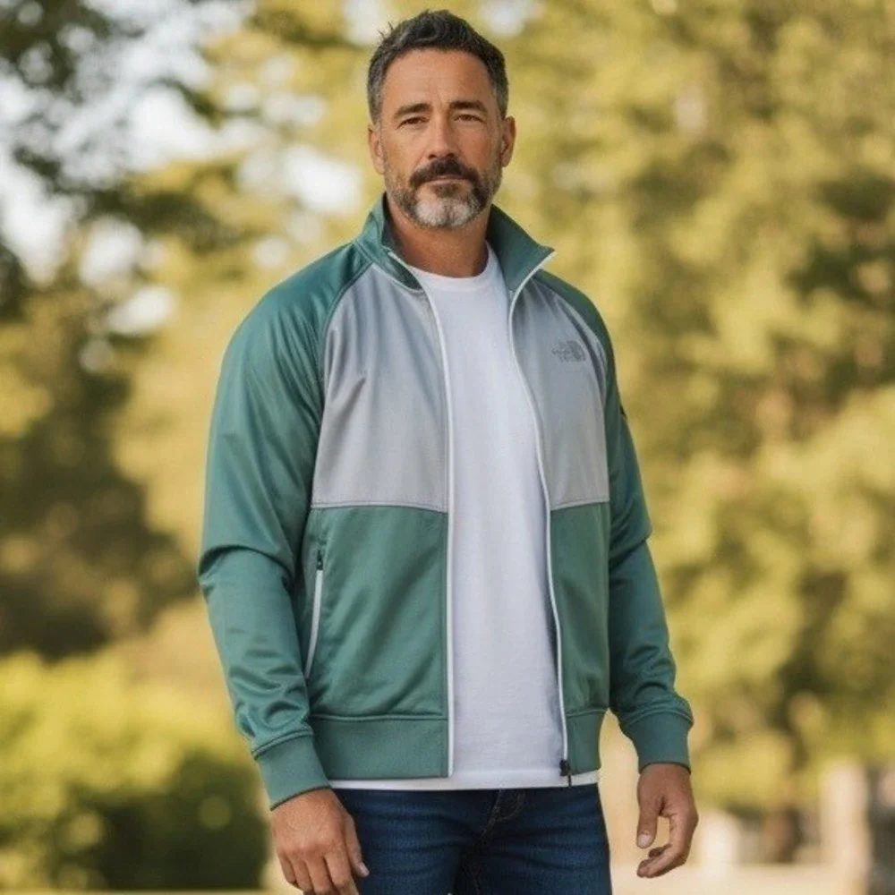 The North Face Takeback Track Jacket Men's XL Green Silver Full Zip NWT Athletic